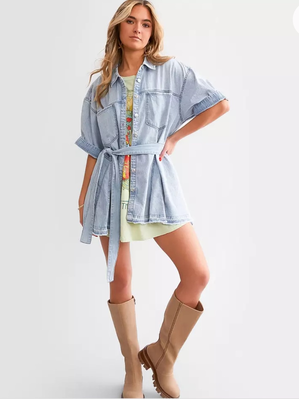 Free People Jenny Denim Tunic Dress L